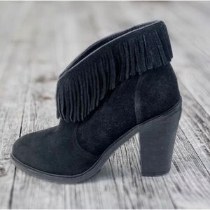 Joie | Loren Sexy Deep V Cut Suede Fringe Booties